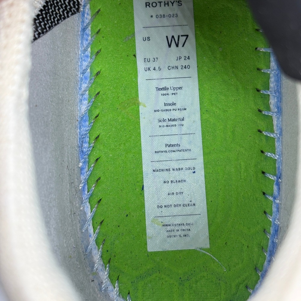 Rothys The Lace Up Sneaker Size 7 Hidden Wedge Bone Navy Blue Low Top Washable - Picture 10 of 11